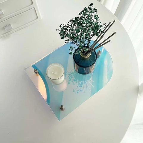 Vassoio in Acrilico Iridescente Irregolare Nordico Stile Ins Vassoio a Onde per Caffè Gioielli Profumi Arredo Casa