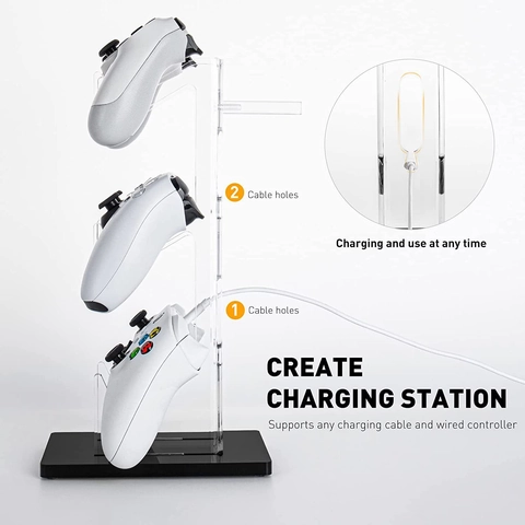 3 Layer Acrylic Game Controller Display Stand Desktop Headphone Storage Holder Transparent Gaming Controller Bracket Organizer
