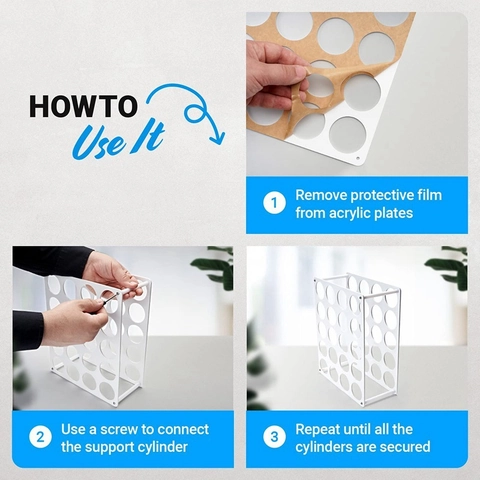 Acrylic 20-Hole Vinyl Roll Holder Detachable Storage Rack For DIY Craft Supplies Transparent Display Stand Organizer