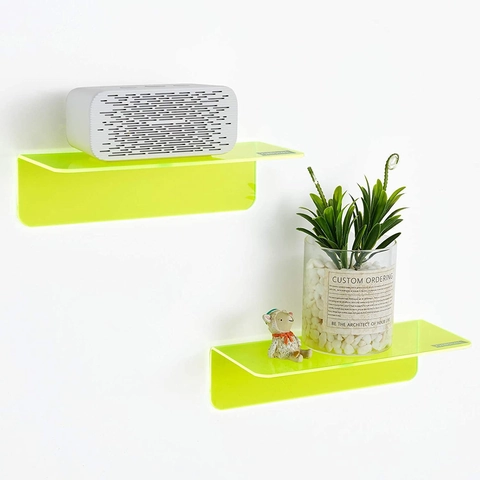 Minimalistische Acryl Schweberegale Für Lautsprecher Aufbewahrung Transparente L-Form Wandhalterung Home Dekor Organizer