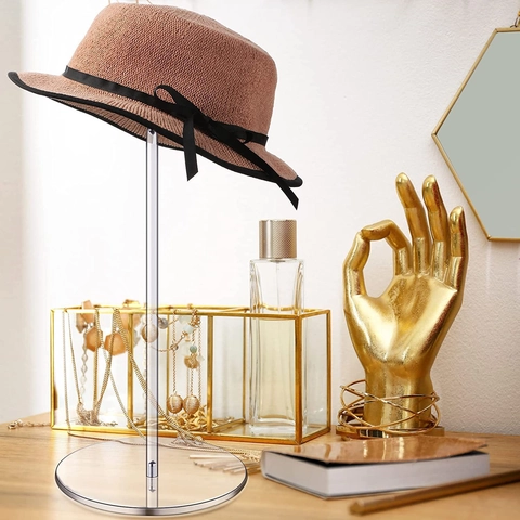 Supporto per Cappelli in Acrilico Espositore per Parrucche Organizzatore da Tavolo Minimalista per Cappellini Gioielli Orologi
