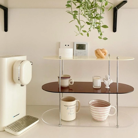 Modern Acrylic Tiered Storage Rack Multi Layer Cup Organizer Desktop Cosmetic Display Stand Metal Support Minimalist Shelf Home Decor