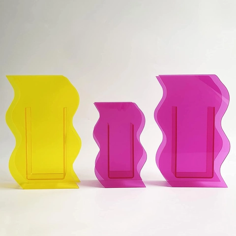 Wellenrand Acrylvase Moderne Geometrische Dekorative Blumenvase Für Wohnzimmer Büro Desktop Transparente Kunst Hausvase