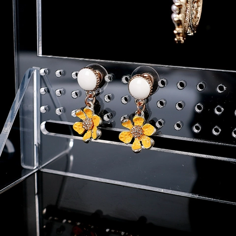 Creative Acrylic Mini Hanger Jewelry Display Stand Earrings Necklace Storage Organizer Rack For Women Desktop Decoration