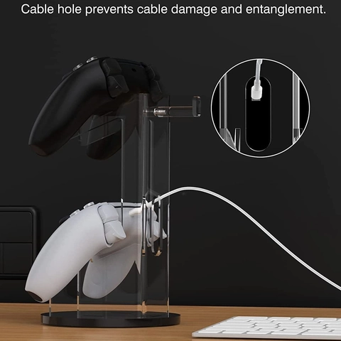 Acrylic Controller Stand and Headset Holder for Gaming Console Accessories Universal Display Mount for Desktop Storage