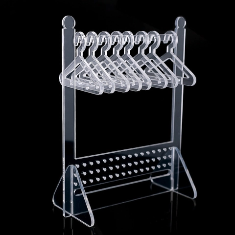Acryl Schmuckständer Mit Mini Kleiderbügeln Kreativer Ohrring Halskette Organizer Halter Desktop Klar Zubehörregal