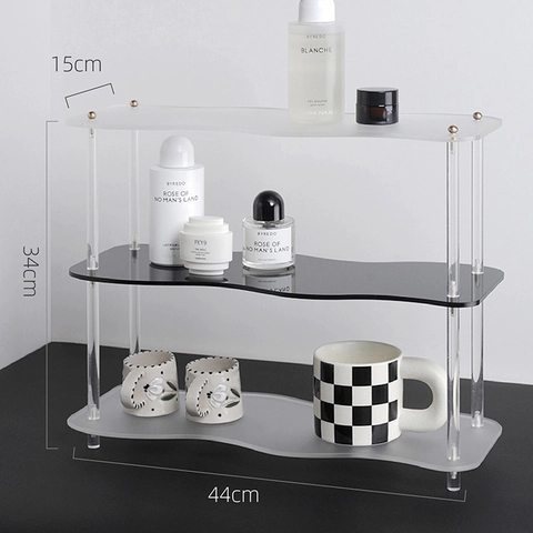 3 Tier Wave Shape Acryl Display Rack Afneembare Moderne Desktop Makeup Parfum Opslag Organizer Voor Slaapkamer Badkamer Vanity
