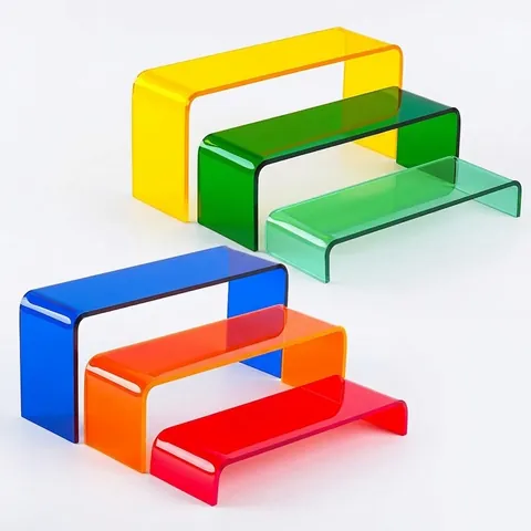 Espositore a U in Acrilico Multicolore per Figure Cosmetici Dessert Gioielli Organizer Supporto Piegato Giuntato