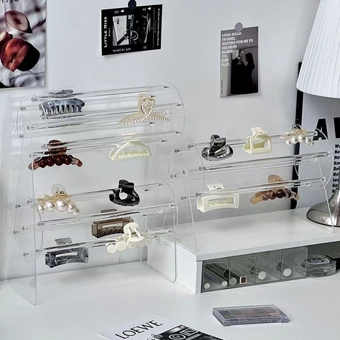 Transparent Acryl Haarklammer Displayständer 360 Grad Drehung Claw Clip Organizer Für Haarschmuck Stirnband Lagerregal