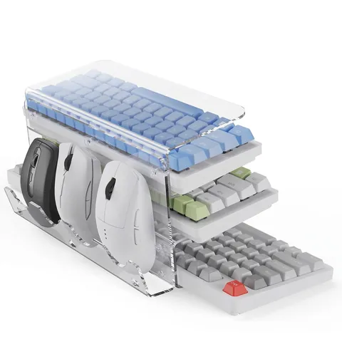 3-Layer Acrylic Keyboard Stand Desktop Storage Rack For Mechanical Keyboards And Mice Tiered Display Stand For Workspace