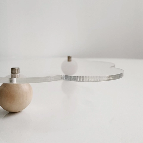 Cloud Shaped Transparent Acrylic Dessert Display Stand With Wood Bead Legs Wedding Party Cake Tray Afternoon Tea Snack Plate