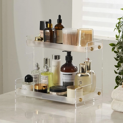 Acrylic Multilayer Cosmetic Organizer Storage Rack Skincare Perfume Display Stand Vanity Makeup Holder For Bedroom Bathroom