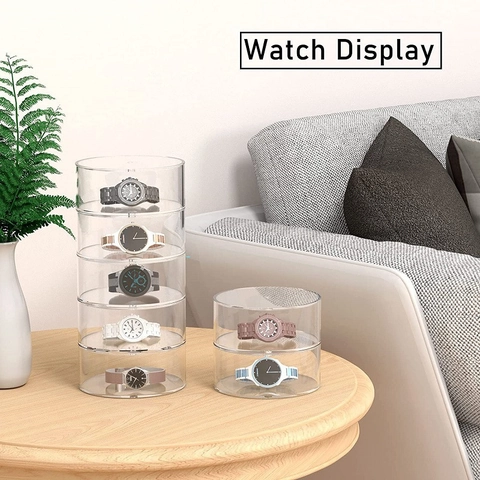 Klarer Acryl Gürtel Organizer Mit Magnetdeckel Stapelbare Zylindrische Aufbewahrungsbox Für Gürtel Uhren Schmuck Haarschmuck