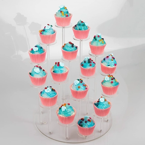 Supporto per Cupcake in Acrilico Trasparente Alzata per Dessert a Livelli per Decorazione Festa Matrimonio Compleanno Tondo