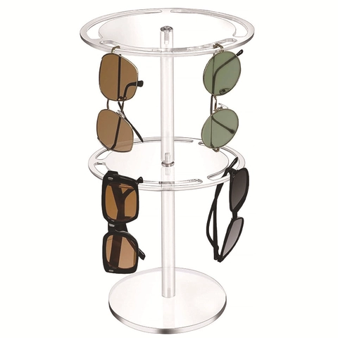 360 Grad Drehbarer Acryl Sonnenbrillen Displayständer Doppelschicht Sonnenbrillen Aufbewahrung Organizer Desktop Brillenhalter