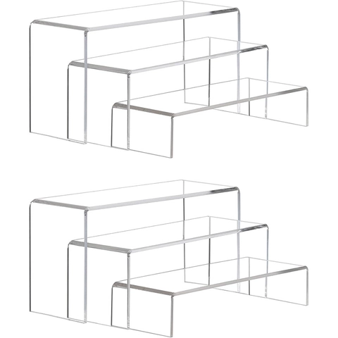 Clear Acrylic Display Risers Nested Showcase Stands For Jewelry Cupcakes Collection Retail Shoes Display Transparent Riser