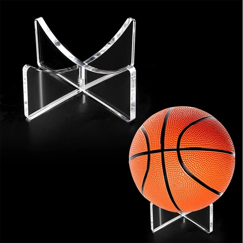 Clear Acrylic Ball Display Stand For Basketball Football Soccer Volleyball Holder Cross Assembly Minimalist Support Rack Sports Memorabilia Collection Decor