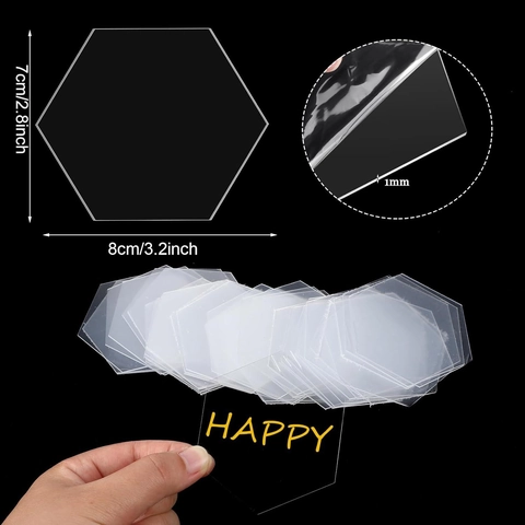 Hexagonal Acrylic Place Cards Transparent Table Signs DIY Blank Seating Cards For Wedding Banquet Party Dining Decoration