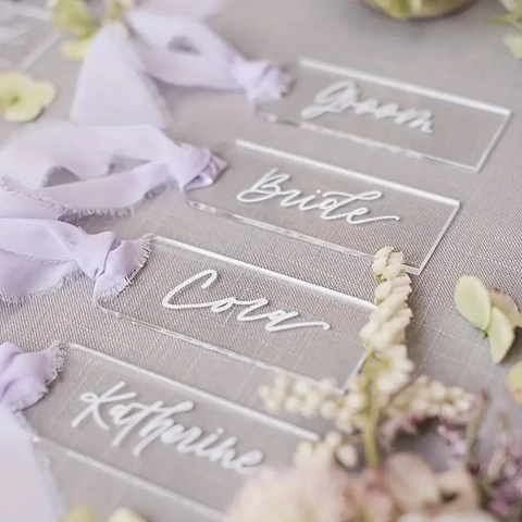 Transparant Acryl Rechthoek Bruiloft Naamkaartjes Blanco Zitplaatsbordjes Feest Tafeldecoratie DIY Ceremonie