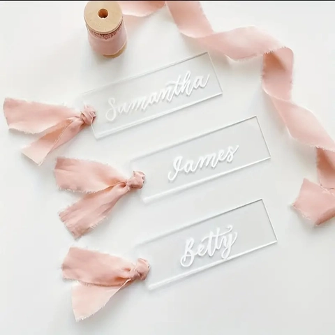 Transparant Acryl Rechthoek Bruiloft Naamkaartjes Blanco Zitplaatsbordjes Feest Tafeldecoratie DIY Ceremonie