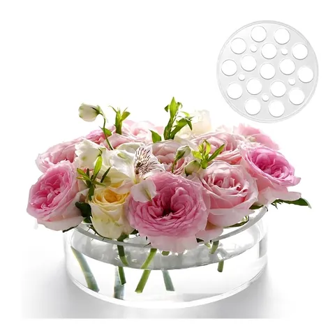 Vaso Di Fiori Rotondo In Acrilico Trasparente Per Centrotavola Da Pranzo Vaso Antiperdita Arredamento Moderno