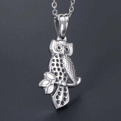 Vintage Titanium Steel Owl Pendant Necklace Retro Animal Personalized Domineering Stainless Steel Jewelry For Men Women
