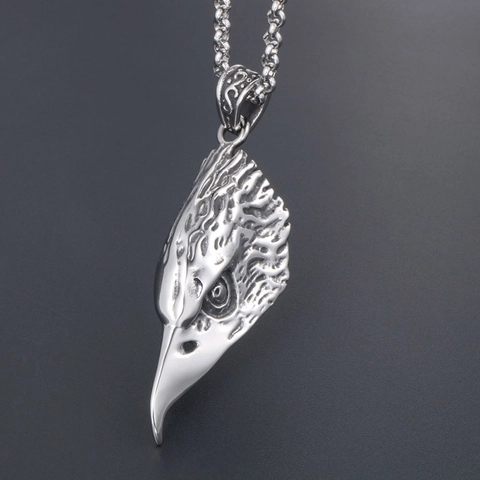 Collana con Ciondolo Testa di Aquila in Acciaio Inossidabile Vintage per Uomo Stile Punk Biker Retro Aquila Gioielli