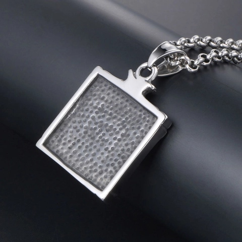Vintage Square Titanium Steel Pendant Necklace Retro Embossed Cross Flower Pattern Punk Style Jewelry For Men Women