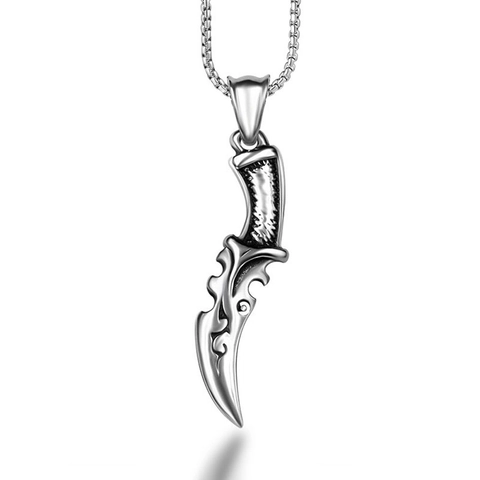 Vintage Punk Edelstahl Dolch Anhänger Halskette Für Herren Gothik Schwert Klinge Form Schmuck Geschenk Antik Silber Finish