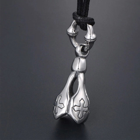 Punk Men Retro Cross Pendant Necklace Titanium Steel Gothic Polished Casting Biker Jewelry Vintage Religious Cross Charm Necklace
