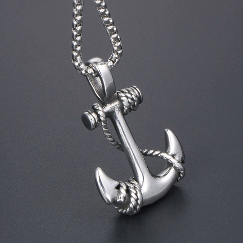 Collana con Ciondolo ad Ancora Nautica Vintage per Uomo in Acciaio Inossidabile Gancio per Nave Marina Ancora Dettaglio Corda Gioielli Uomo