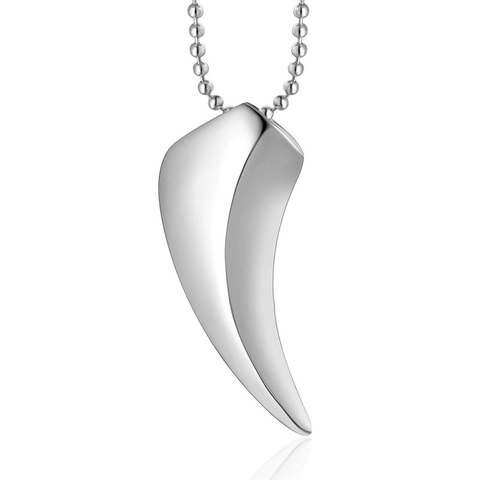 Herren Edelstahl Wolfszahn Anhänger Halskette Poliert Horn Anhänger Gothic Punk Stil Schmuck Zubehör Für Herren Damen