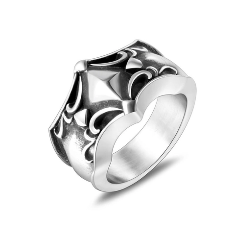 Vintage Gothic Stainless Steel Ring For Men Women Carved Pattern Band Retro Biker Jewelry Accessory Party Gift