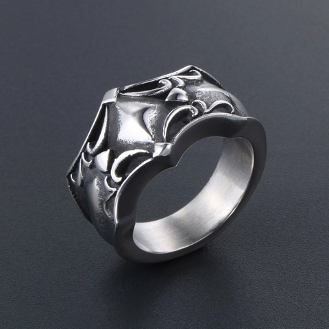 Vintage Gothic Stainless Steel Ring For Men Women Carved Pattern Band Retro Biker Jewelry Accessory Party Gift