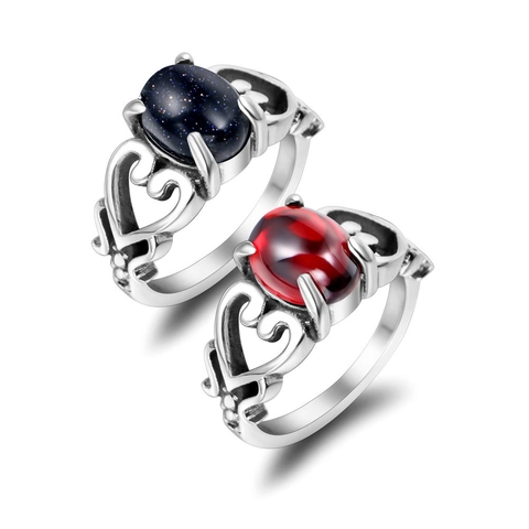 Anello in Acciaio Inossidabile Vintage con Cuore Traforato per Donna Stile Francese Retrò Strass Intarsiato Anello Gioielli