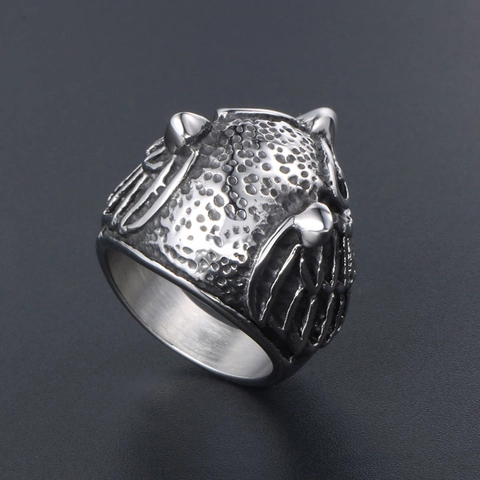 Vintage Stainless Steel Owl Head Ring For Men Women Gothic Punk Distressed Animal Shaped Band Ring Fashion Jewelry Gift