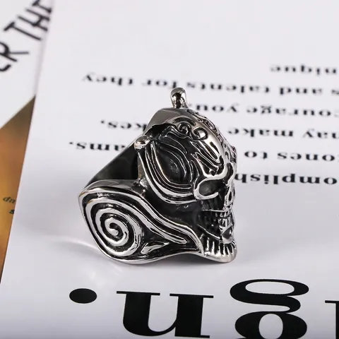 Vintage Gothic Skull Titanium Steel Ring For Men Retro Punk Rock Stainless Steel Wolf Fang Band Ring Biker Jewelry Gift