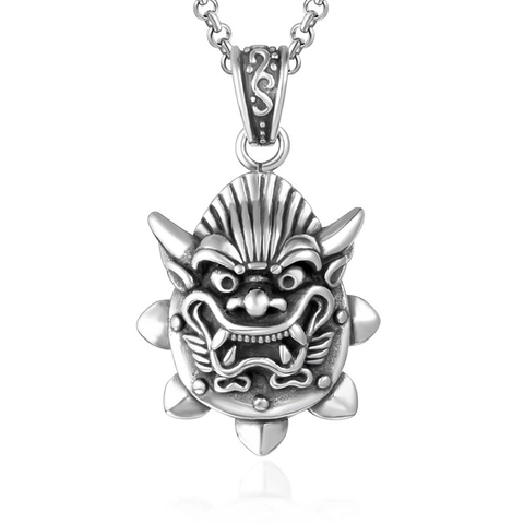 Vintage Titanium Steel Dragon Monster Pendant Necklace For Men Distressed Punk Gothic Animal God Face Jewelry Gift