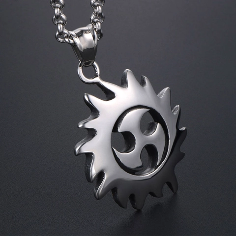 Stainless Steel Sun Wheel Tomoe Pendant Necklace Gear Shape Punk Gothic Industrial Style Polished Trendy Jewelry For Men Women