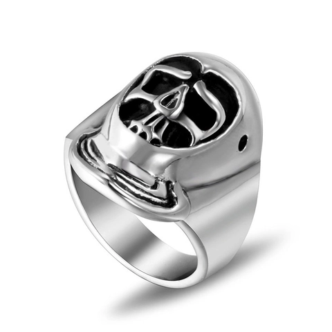 Vintage Men's Punk Skull Ring Stainless Steel Gothic Polished Skeleton Biker Index Finger Wide Ring Jewelry Gift