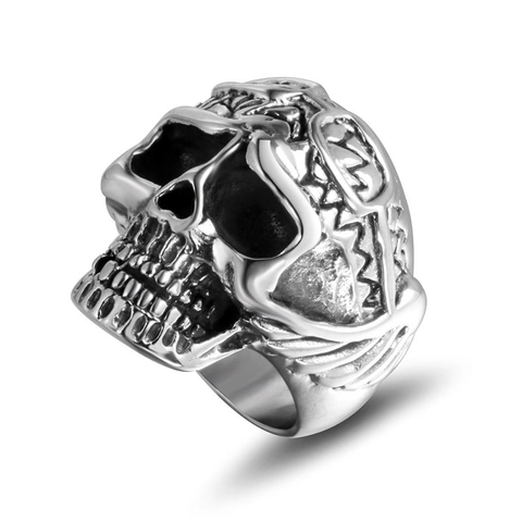 Retro Punk Totenkopf Ring Mit Schutzbrille Für Herren Damen Edelstahl Titanstahl Goth Biker Rock Hip Hop Fingerring Schmuck