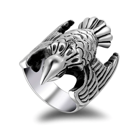 Anello Aquila Vintage Acciaio Inossidabile Uccello in Volo Stile Punk Gotico Gioielli Biker per Uomo Donna Anello Animale