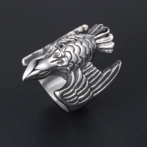 Anello Aquila Vintage Acciaio Inossidabile Uccello in Volo Stile Punk Gotico Gioielli Biker per Uomo Donna Anello Animale