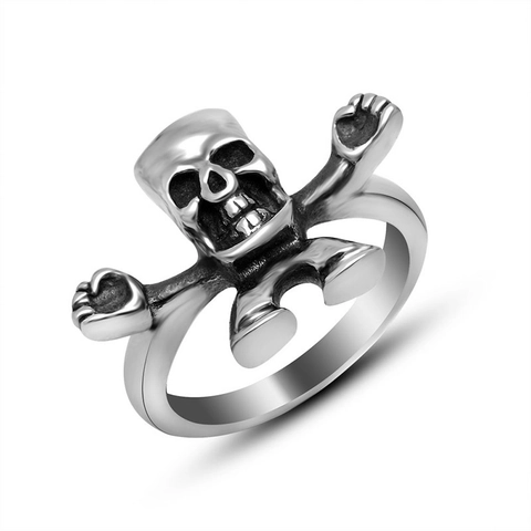 Vintage Gothic Skull Skeleton Ring Stainless Steel Punk Biker Finger Ring For Men Women Retro Party Jewelry Accessories