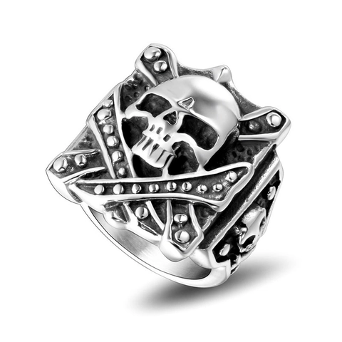 Punk Gothic Schedel Roestvrij Stalen Ring Voor Mannen Retro Zilver Gepolijst Skelet Biker Vingerring Mode Sieraden
