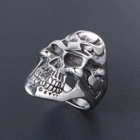 Vintage Gothic Totenkopf Ring Für Herren 316L Edelstahl Punk Rock Biker Ring Poliert Oxidiert Heavy Metal Schmuck Geschenk
