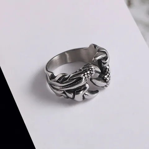 Vintage Dragon Claw Ring Men Gothic Punk Titanium Steel Jewelry Retro Oxidized Silver Adjustable Open Finger Ring Gift