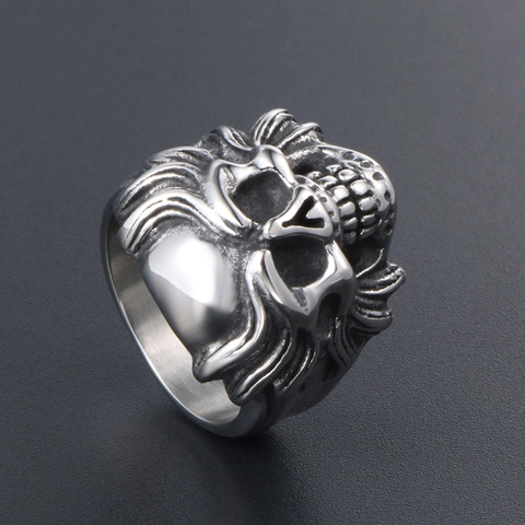 Anello Teschio in Acciaio Inossidabile Vintage per Uomo Punk Gothic Rock Gioielli Biker Anello Teschio Argento Antico