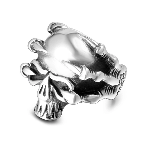 Vintage Gothic Punk Skull Ring For Men Stainless Steel Dragon Claw Skeleton Finger Ring Rock Biker Jewelry