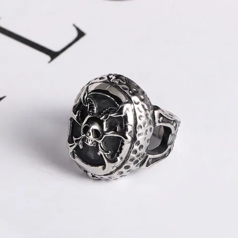 Vintage Skull Titanium Steel Ring Gothic Punk Rock Antiqued Silver Stainless Steel Ring For Men Personalized Jewelry Gift